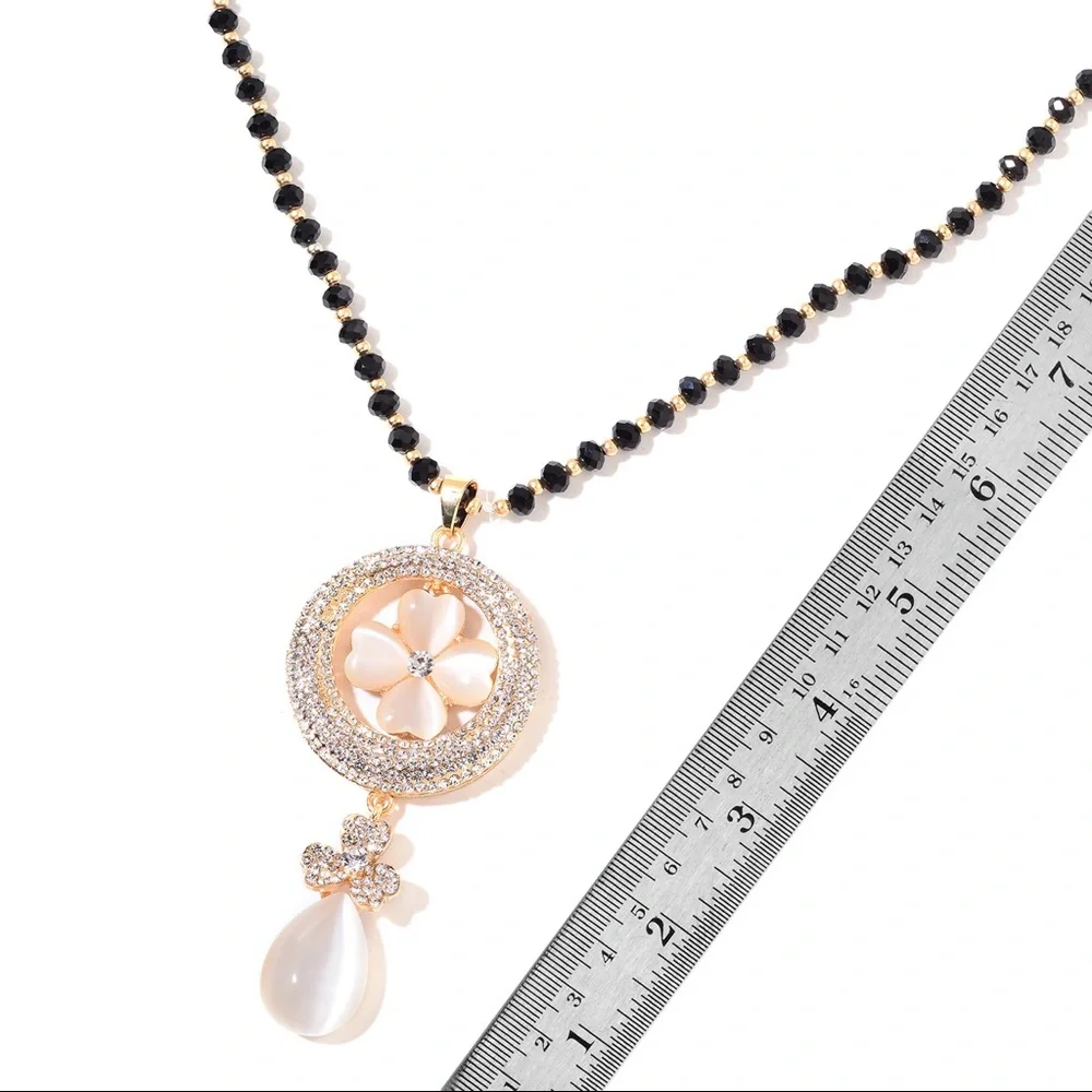 Black Chroma, Austrian Crystal, Cat’s Eye Necklace